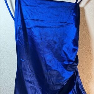 Sleek Blue Satin Dress